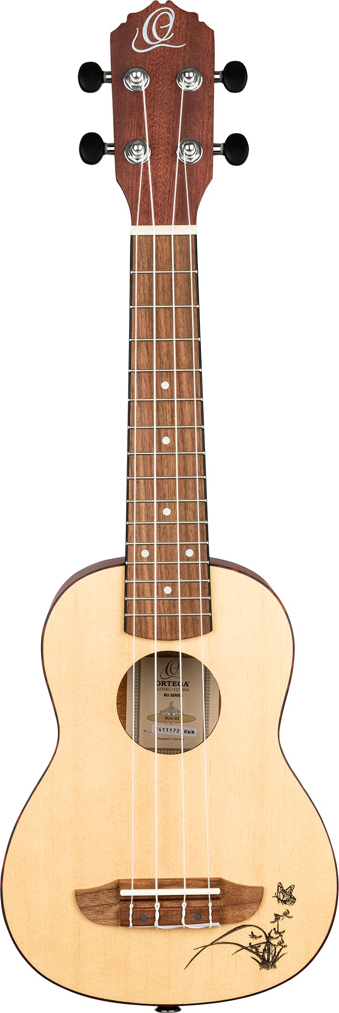 Ortega Guitars Ukulele Soprano Acustico – Bonfire Series – Abete Rosso / Sapele, Natural (RU5-SO)