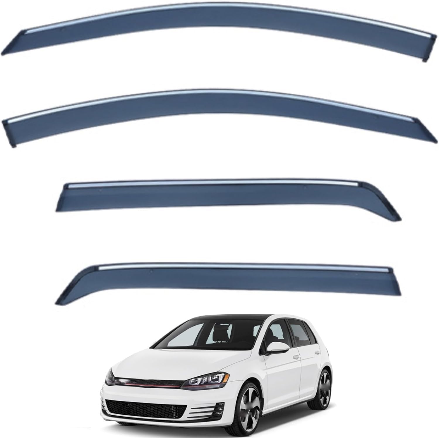 Acwyahso Normal Rain Guards Wind Deflectors For Golf 7 Mk7 2014-2019, 4Pcs Vent Visors, Allows Fresh Air & Keeps Rain Out, No-Drill Install