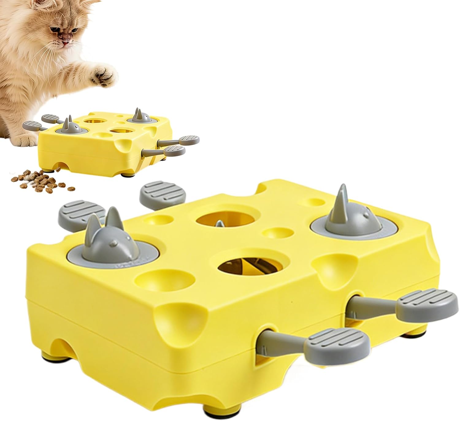 Interactive Cat Puzzle Toy - Mental Stimulation Box, Cheese Funny Non Slip Puzzle Feeder | Indoor Cats Sensory Activity Enrichment Toys For Indoor Kitten Puppy Dog Pet Enrichment Boredom Play Training