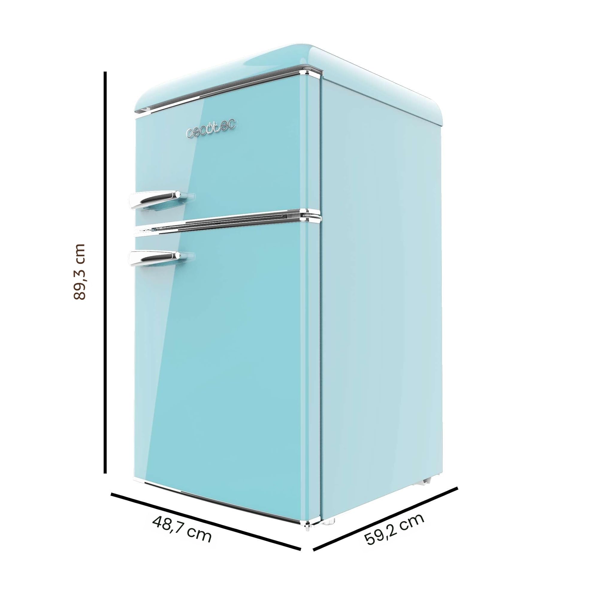 Cecotec Bolero CoolMarket 2D Origin 86 Blue E Réfrigérateur 2 Portes 86L Retro Total No Frost IceBox Bleu