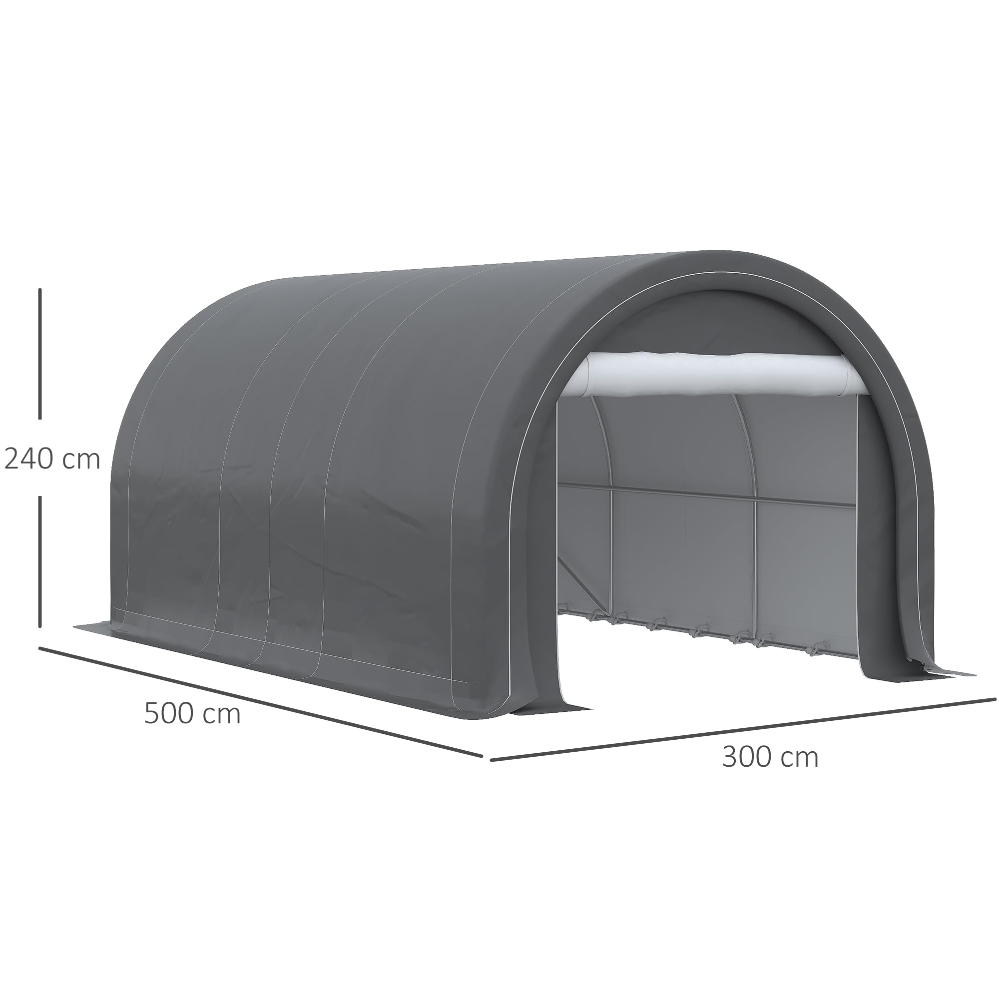 Outsunny Garage Auto Esterno Acciaio Zincato PE 500x300x240 cm Grigio