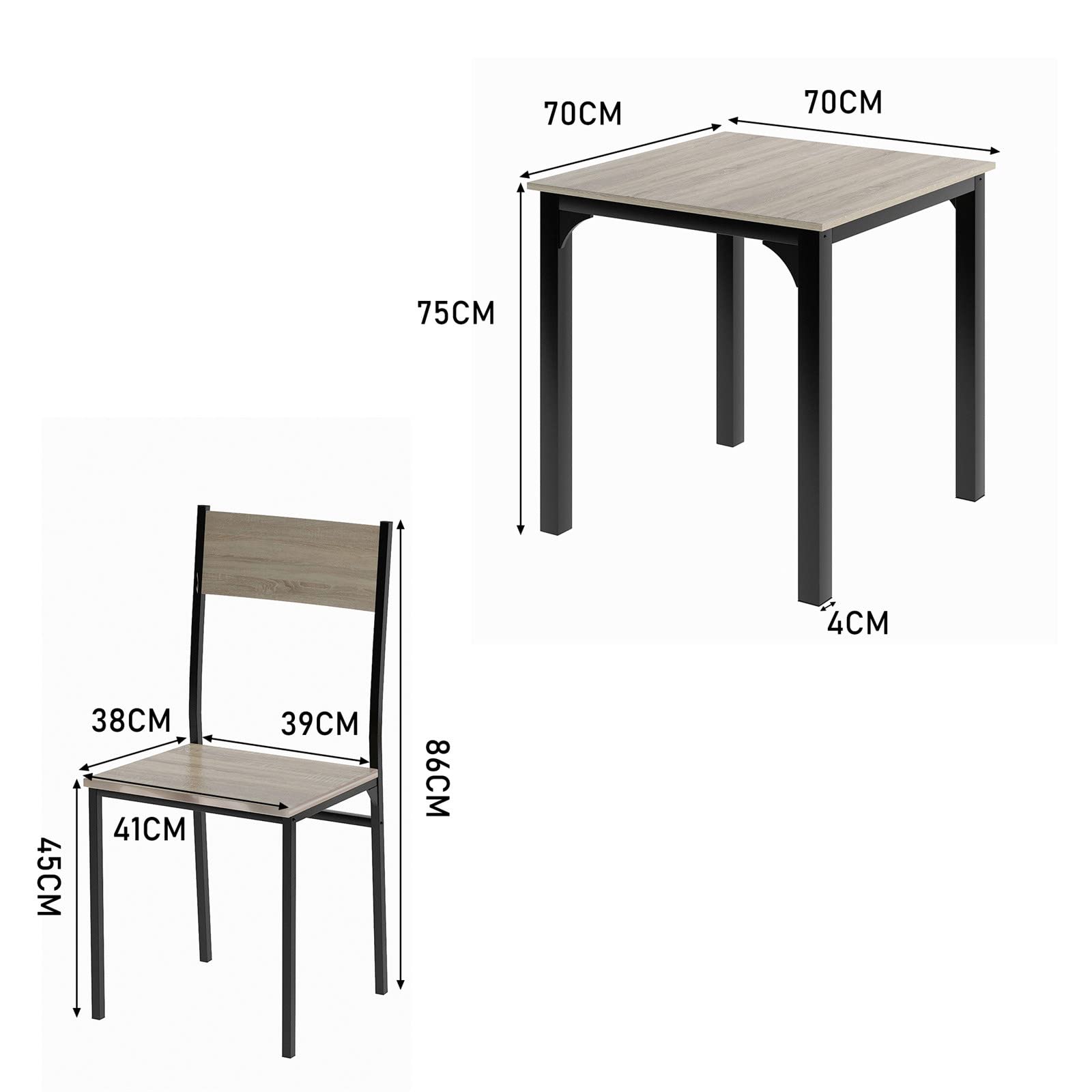 Table de Cuisine à Manger Ensemble de Salle à Manger en Bois 3 pièces Table de Salle à Manger rembourrée et chaises pour 2,Natural
