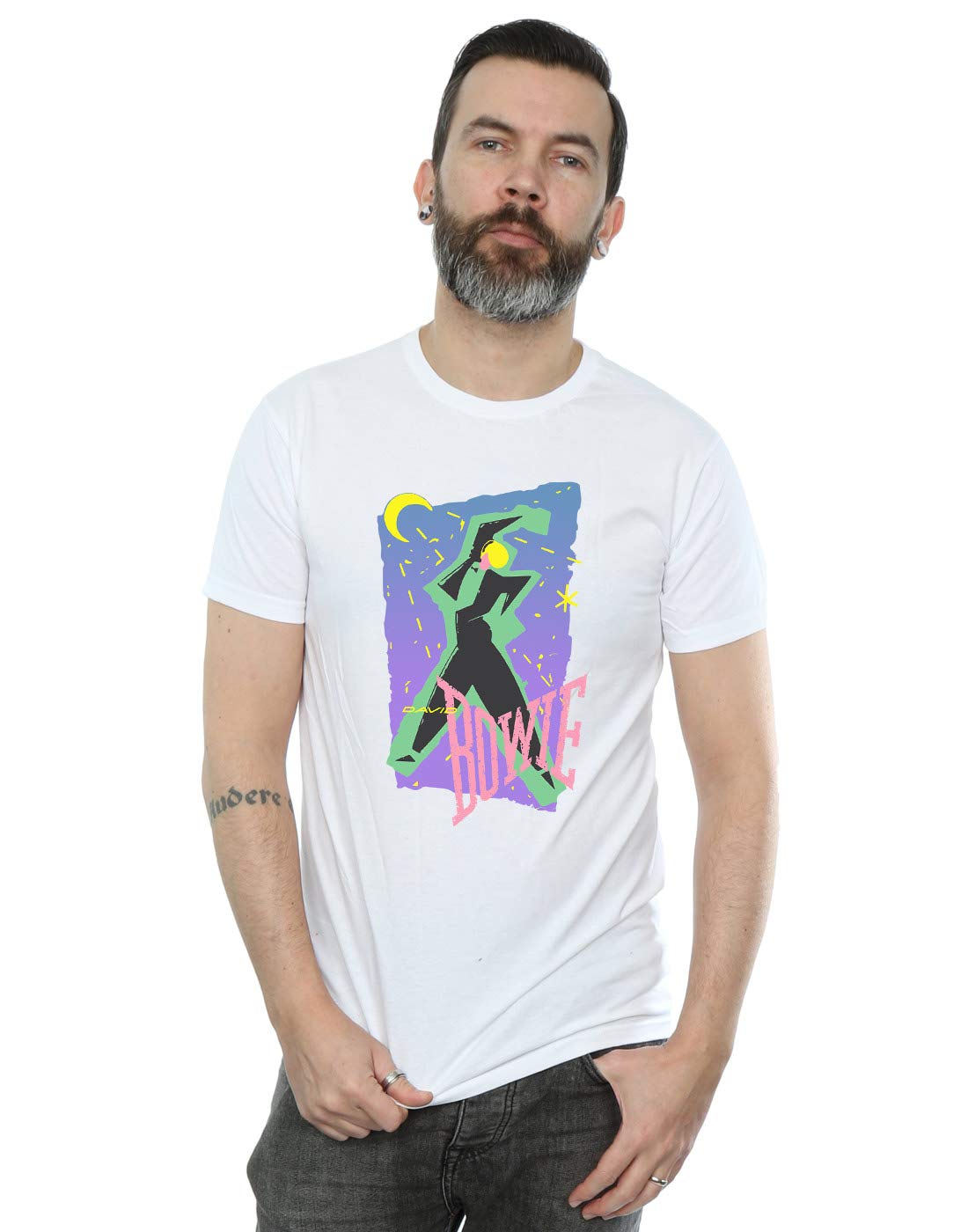 Official Licensed Harry Potter David Bowie Serious Moonlight Tour 83 Men's T-Shirt - Classic Graphic T-Shirt, Soft Cotton Short Sleeve Tee, Crew Neck Fan Gift, White