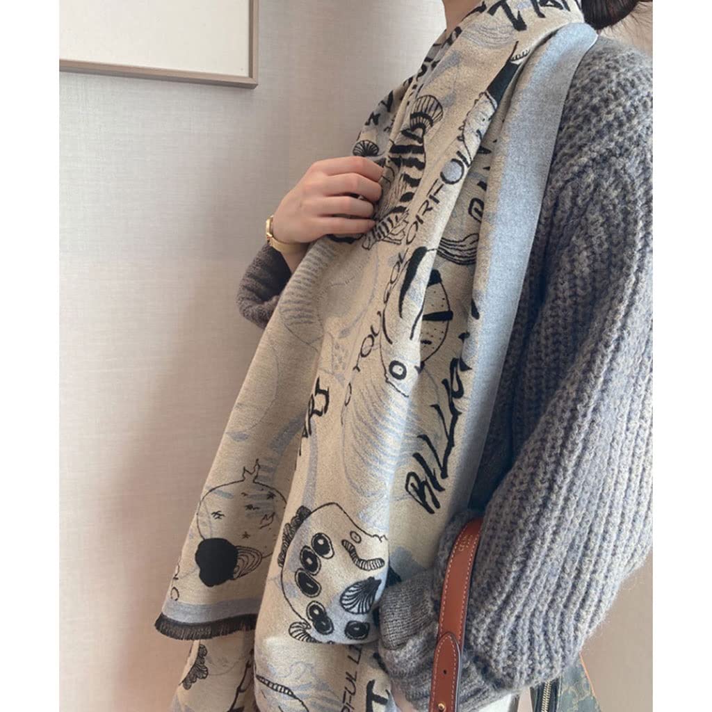 Sciarpe Imitazione Cashmere Sciarpa Invernale Uomini Donne Scarpe del collo caldo Ocean World Pattern Scialli involontaria Sciarpe da donna
