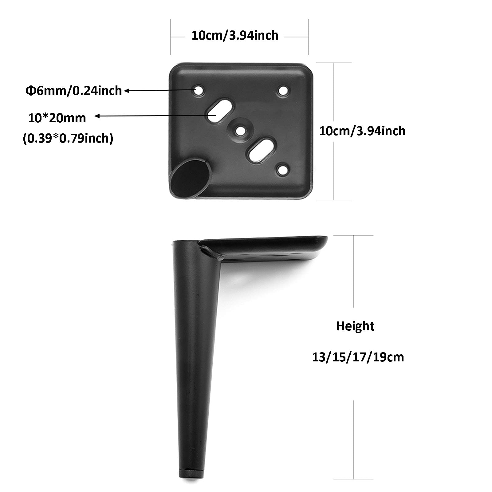 Set von 4 Metall Sofafuß Möbelbeine, DIY Ersatz Sofa Beine Möbel Stütze Füße für Schrank Sofa Stuhl Ottoman,Schwarz,13cm(5inch)