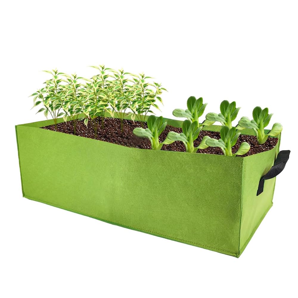 TOP-MAX 3 Sacs Verts Rectangulaires en Tissu Non Tissé pour Plantation, Sacs de Jardin pour Plantes Extérieures, Légumes, Fleurs, Conteneurs de Pépinière, 60cmx30cmx20cm