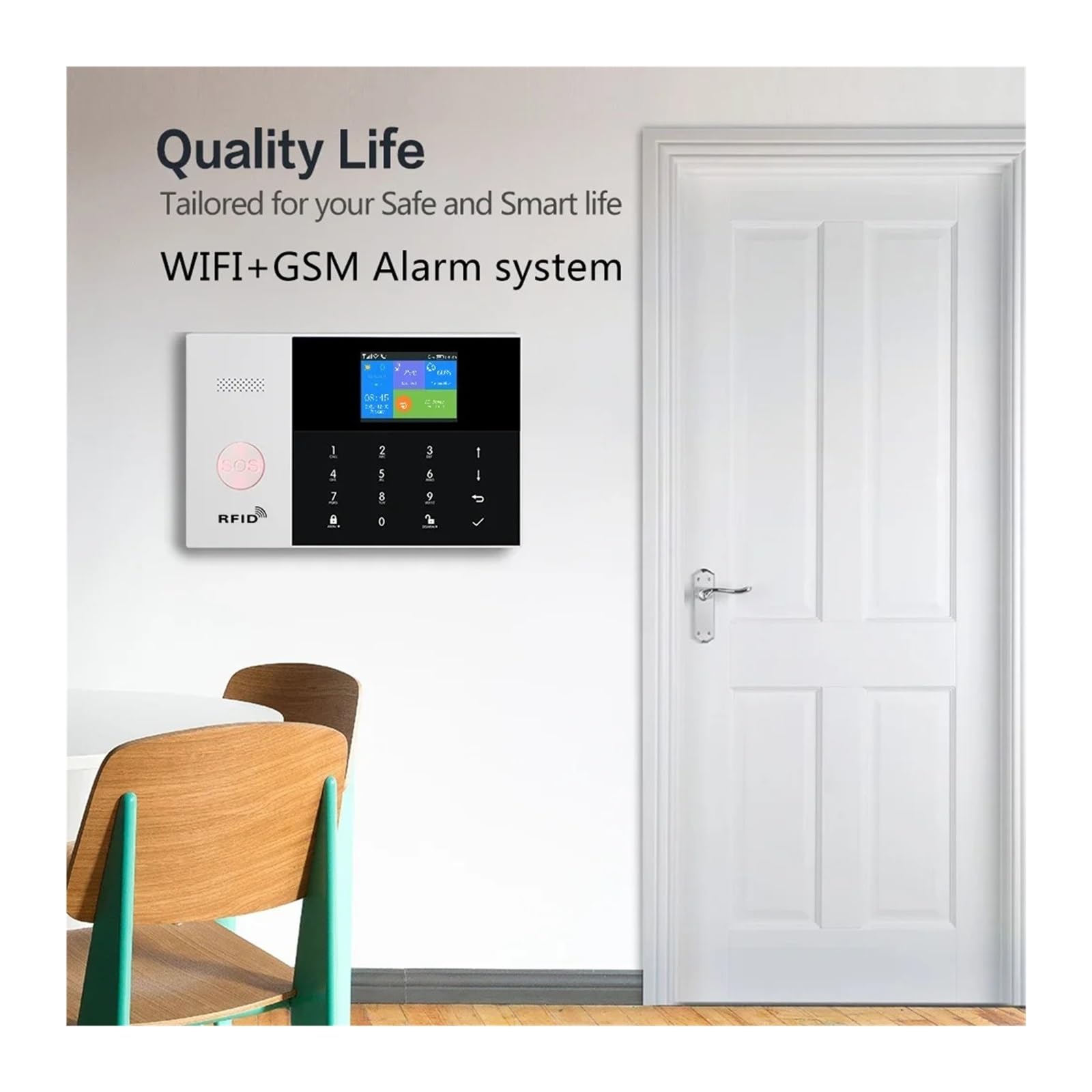 GeRRit Nuovo GSM di Allarme di Sicurezza Domestica for Tuya Smart Home, Casa Intelligente WiFi Antifurto Allarme Funziona con e Alarma De Seguridad Para El Hogar(J)