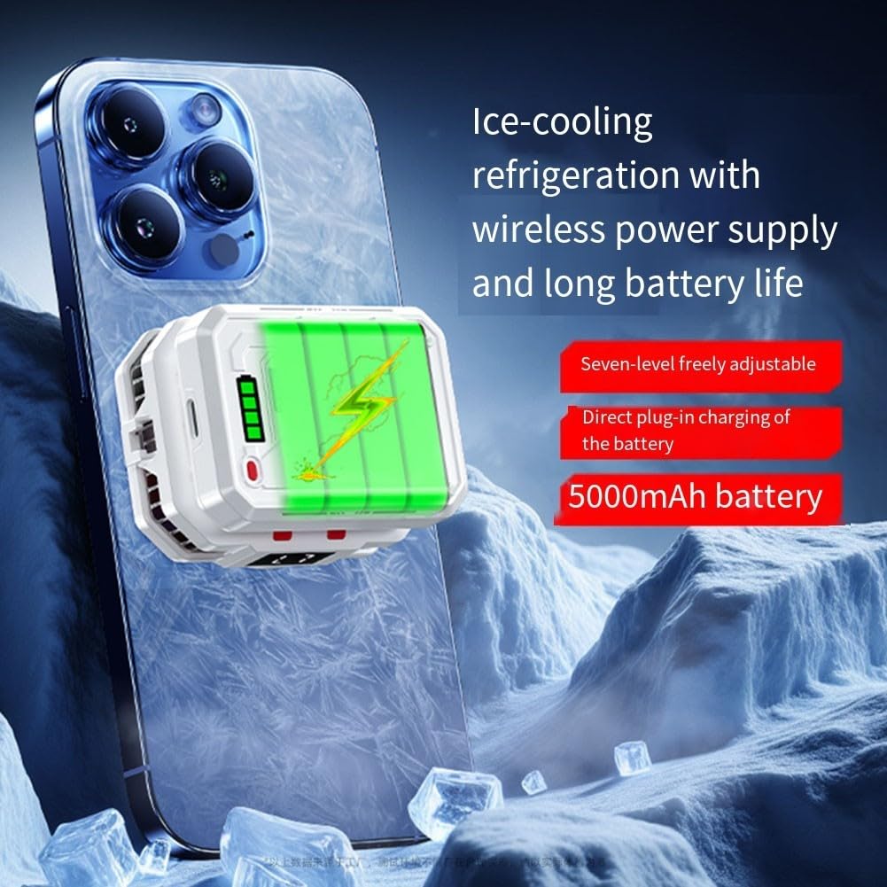 Refroidisseur de téléphone magnétique sans fil avec affichage numérique, batterie rechargeable 5000 mAh, ventilateur de refroidissement pour téléphone mobile, streaming en direct