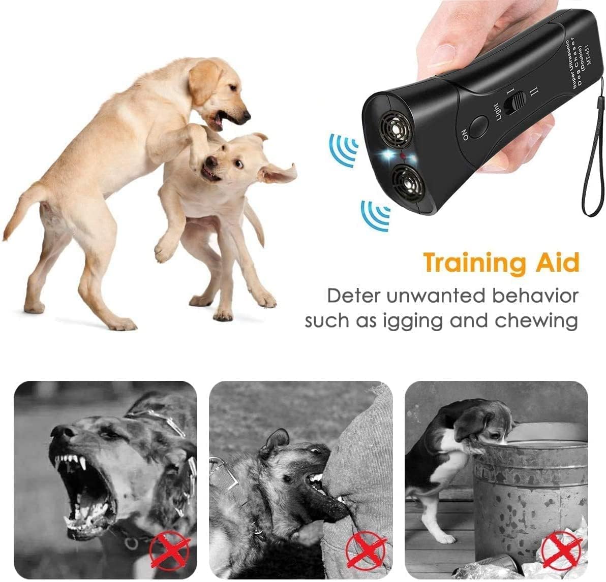 Ultrasonic Dog Chaser, Anti Dog Barking Pet Trainer with Ergonomic Handle, Portable LED Pet Trainer, Home & Outdoor Dog Trainer, Animal Training Tools 2
