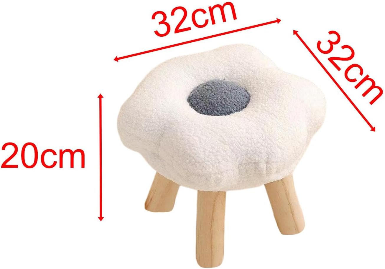 Ottoman Footstool with Wooden Leg Footrest, Multifunctional Flower Ssofa Stool for Entryway Bedside Living Room (Green)/White