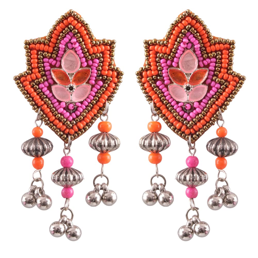 University Trendz Handmade Orange Multicolored Seed Bead Summer Bohemian Tassel Dangle Earrings for Women Girls (B0C77Z4MNH) Amazon Price History, Amazon Price Tracker
