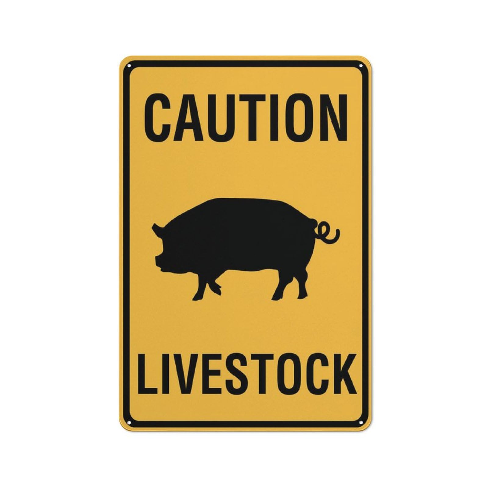 Caution Livestock (Pig) Outdoor Sign - UV-Ink Printed Aluminum 8x12 inch, Fit for Farm & Ranch