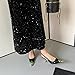 THESHY Womens Slingback High Heels Metal Pointed Toe Stiletto Heels Gems Embellished Stretch Slingback Pumps Patent Leather Fashion Party Dress Shoes for Women Black