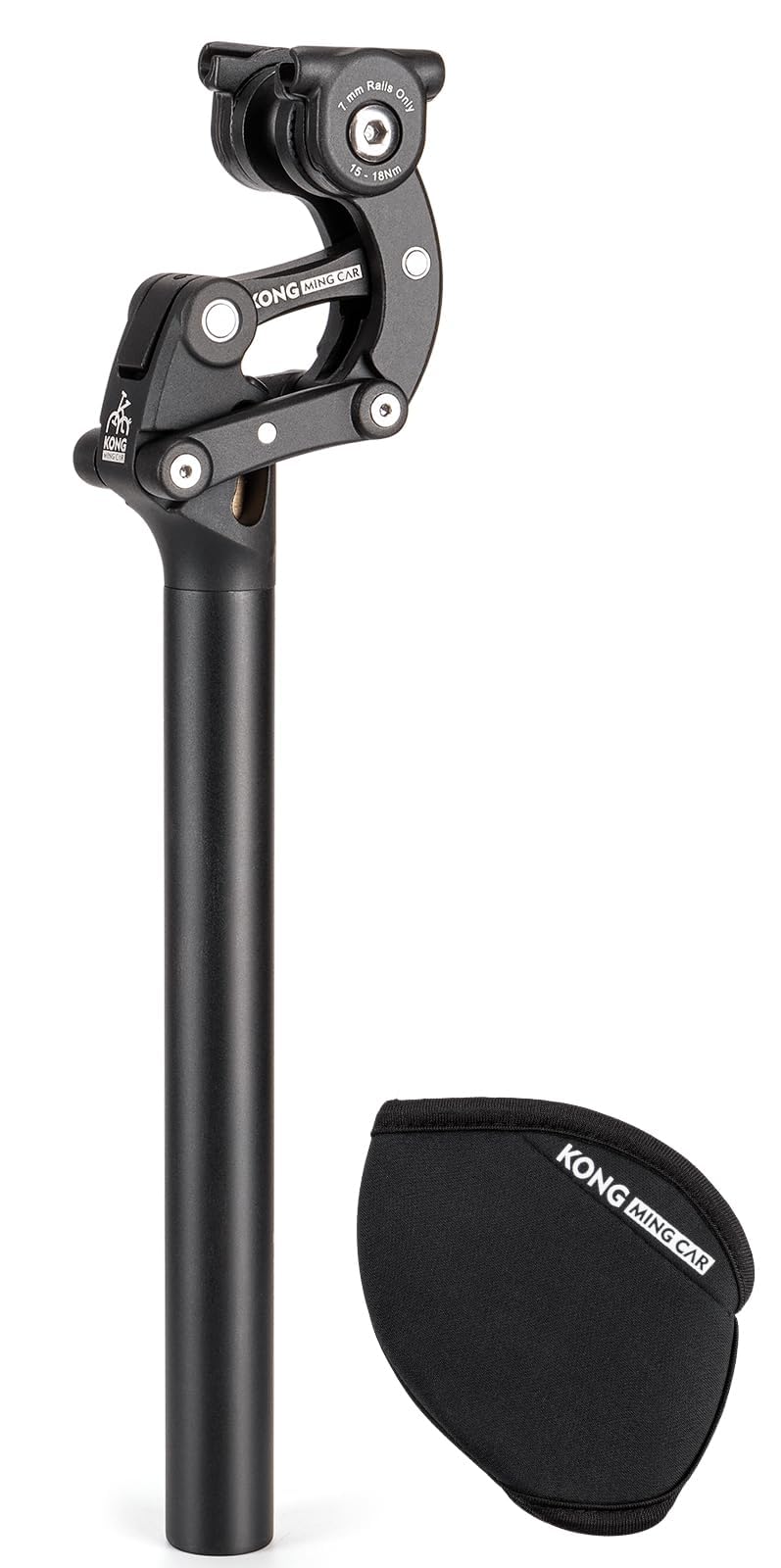 KONG MING CAR Gefederte Sattelstütze 27.2/30.9/31.6 x 365 mm – Parallelogramm-Federsattelstütze, Aluminium, 50 mm Federweg, einstellbare Dämpfung, für Mountainbike, Trekkingrad und Citybike (Φ30.9mm)