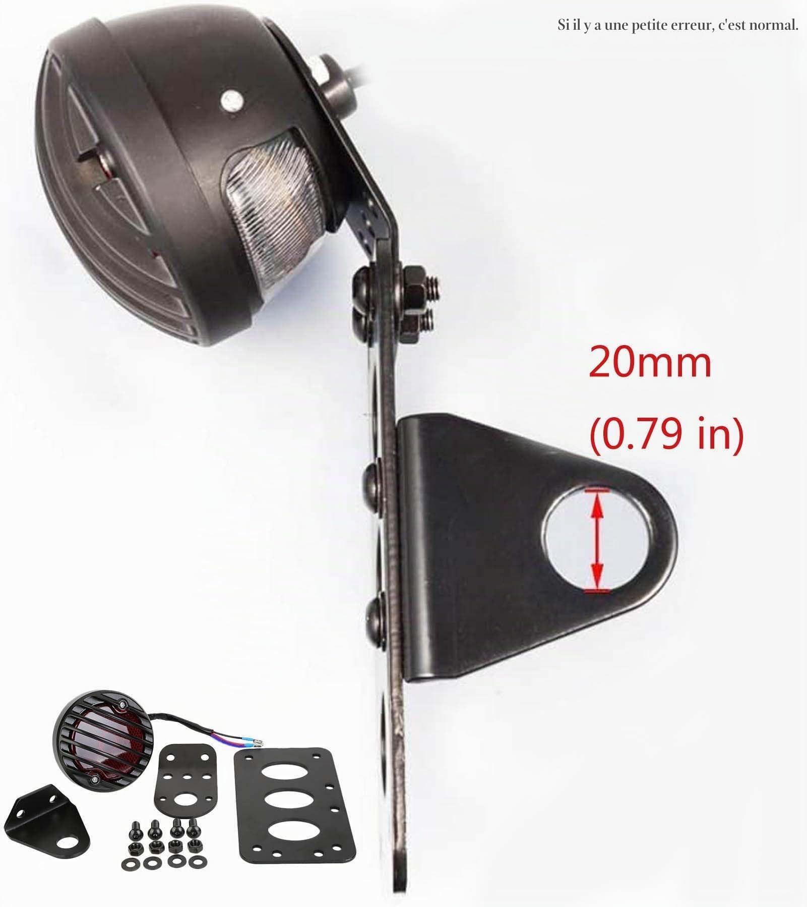 Feu Arrière Moto Feu Stop 12V Feux de Signalisation Feux de Plaque D'immatriculation Feu Stop avec Support - Coque Noire + Feux Rouges