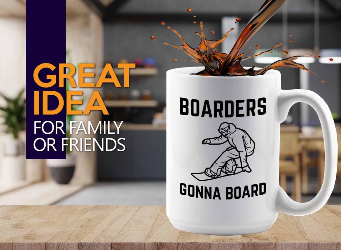 Luxe Gifting Snowboarder Coffee Mug 15oz White - gonna board - Snowboarder Cup Snowboarding Gift For Snowboard Lovers Snowboarder Son Snowboarder Daughter