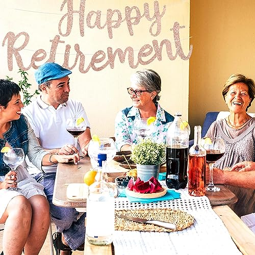 Image of BEISHIDA Pre-Strung Rose Gold Happy Retirement Banner Party Decoration