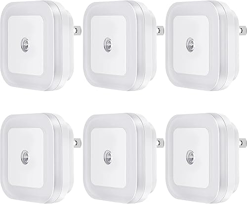 Luz nocturna LED enchufable con sensor de atardecer a amanecer para dormitorio, baño, cocina, pasillo, escaleras, color blanco luz de día, paquete