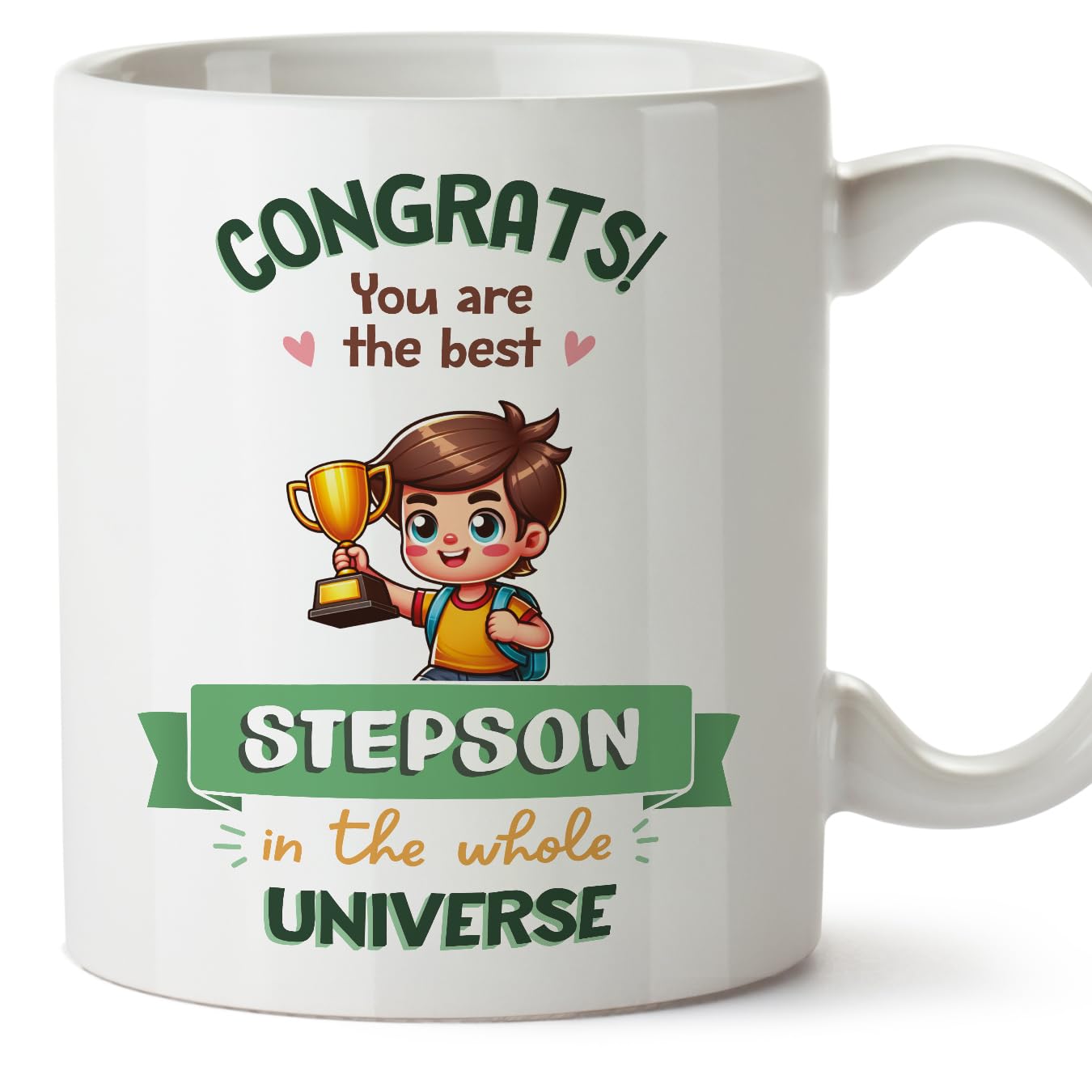 MUGFFINS Stepson Mug - in English - Best in Universe Trophy - Funny Gift - Ceramic 11oz Mug