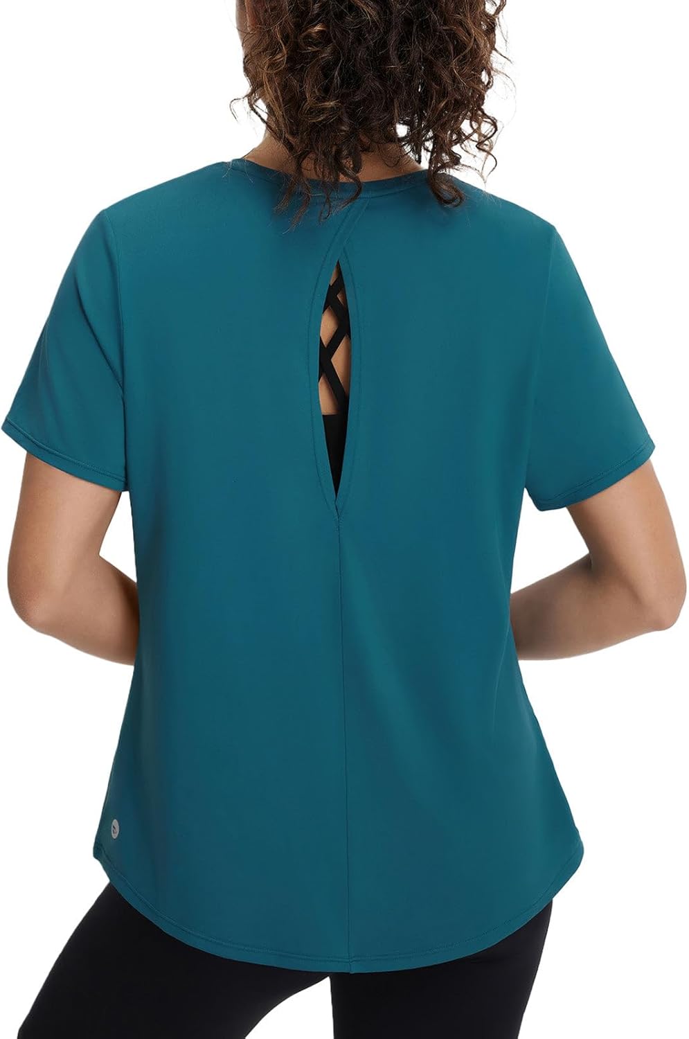 baleaf Women's Short Sleeve Workout Shirts UPF 50+ Open Back Tops Sun Protection Athletic Yoga T-Shirts