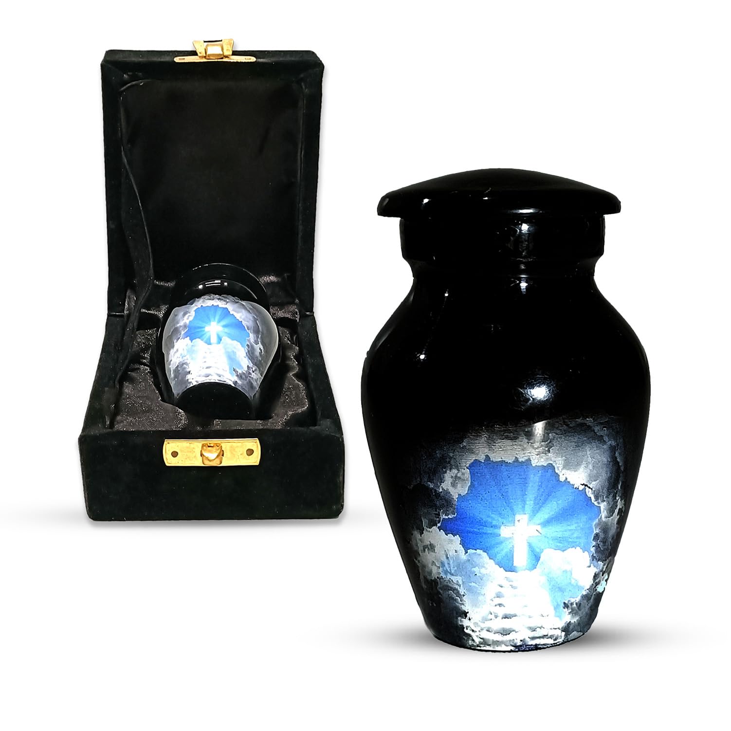 Love Life Beyond Small Keepsake Cremation Urn for Human Ashes, Small Urns Stairway to Heaven - Mini Cross Cremation Urns for Ashes Funeral Memorial Urns - Keepsake Urns for Ashes Male & Female