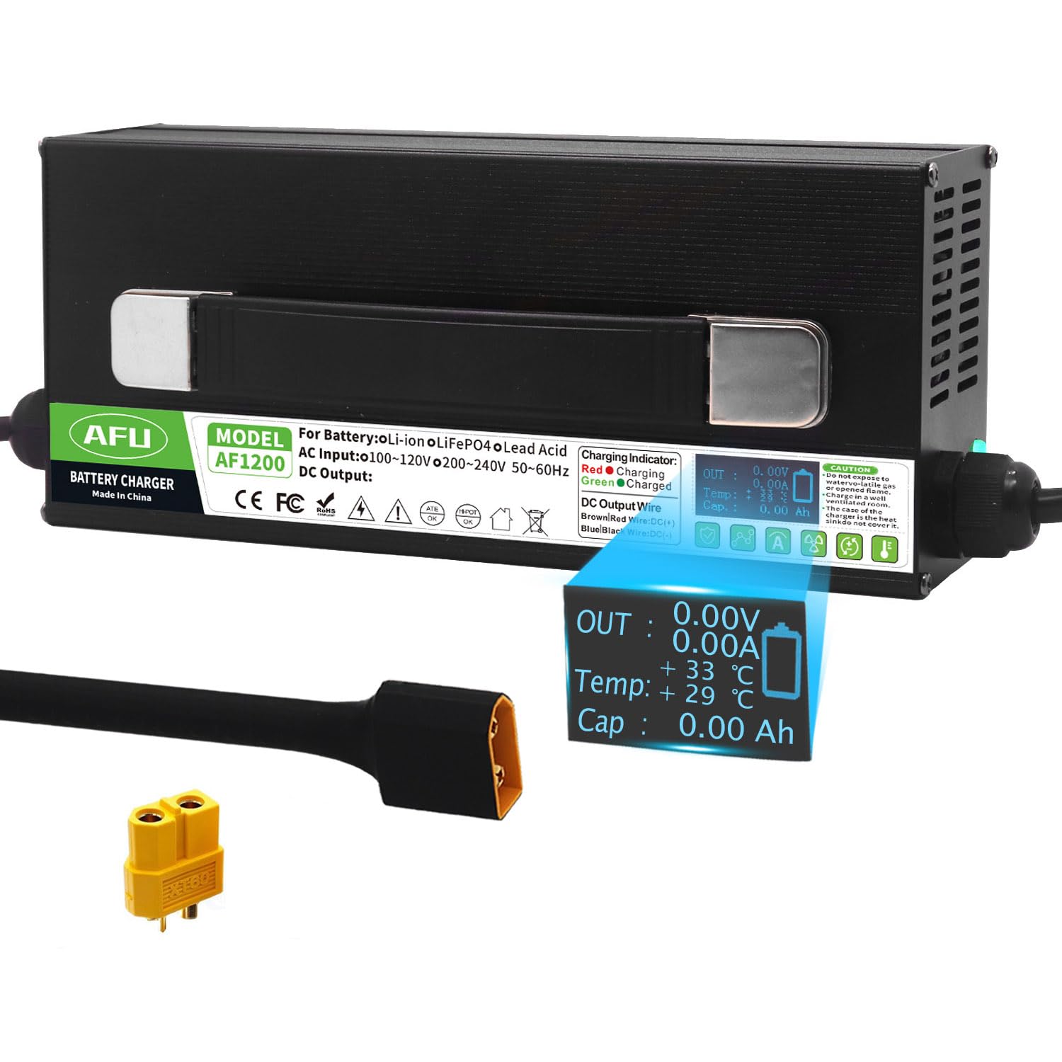 Amazon.com: 67.2V 15A Battery Charger Black Aluminum Case with