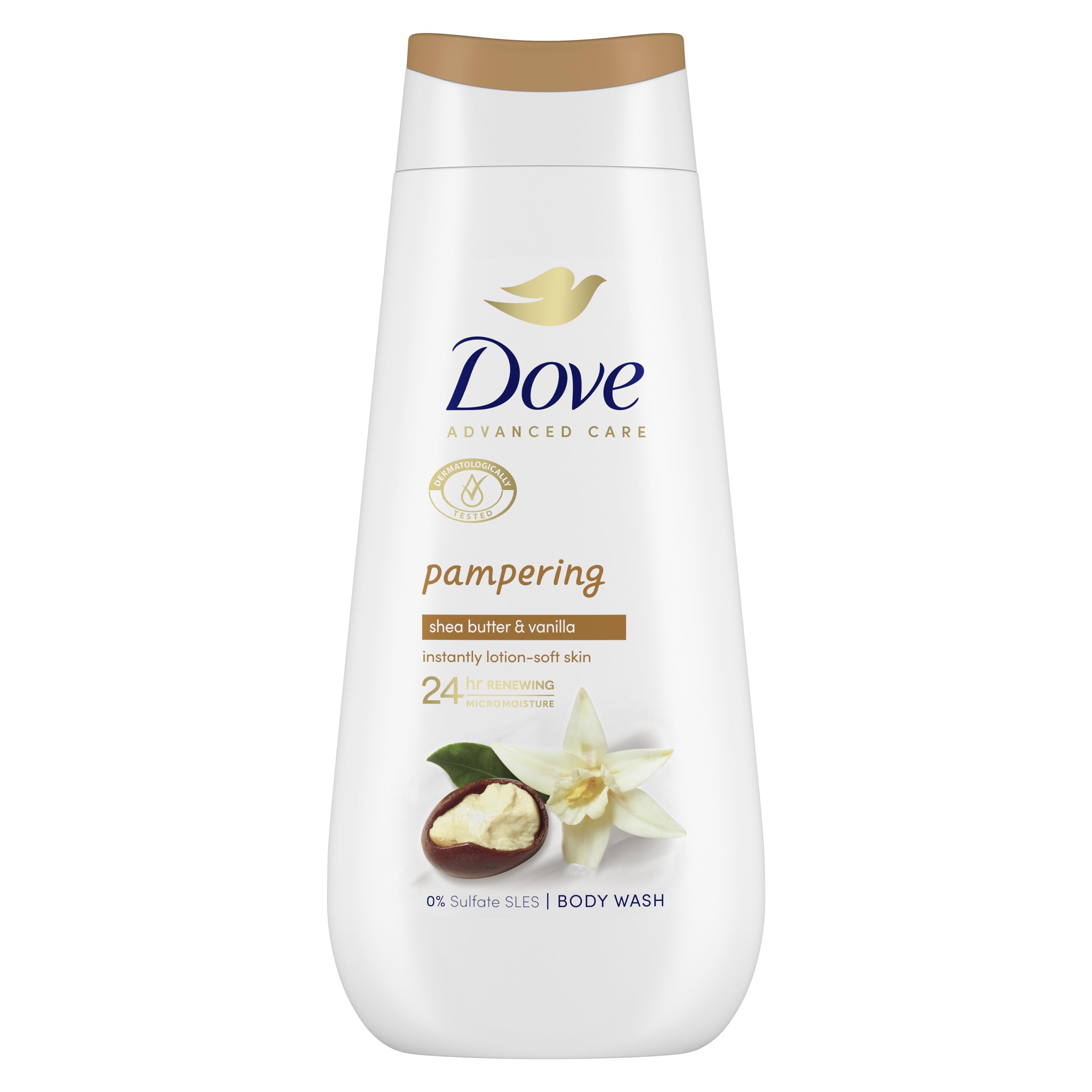 Dove Women's White 'Body Wash' Pampering 24Hrs Renewing Micromoisture 3X 225Ml In