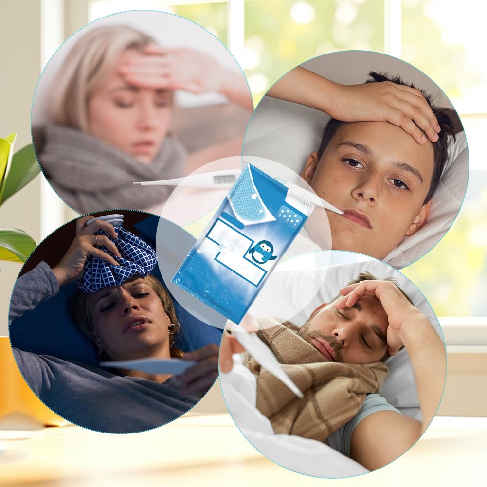 30 Hojas de Parches Refrescantes para la Fiebre para Niños, Tiras Refrescantes para la Frente,Almohadillas de Gel Refrescante,Parche De Enfriamiento,para Niños y Adultos