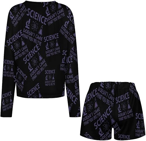 Miniatura 7 de Science Believe Pajamas for Women Set Button-Down V-Neck Long Sleeves And Shorts 2 Piece Lounge Set