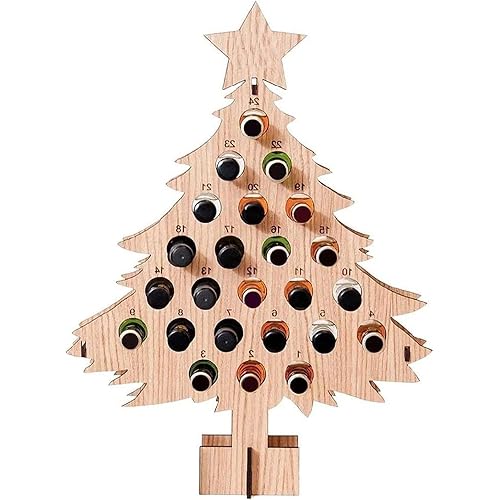 Wine Advent Calendar,24 Days Wooden Christmas Advent Calendar Wine Bottle Rack,Wine Advent Calendar 2024 Adult for Xmas Holiday Party Decor - Small