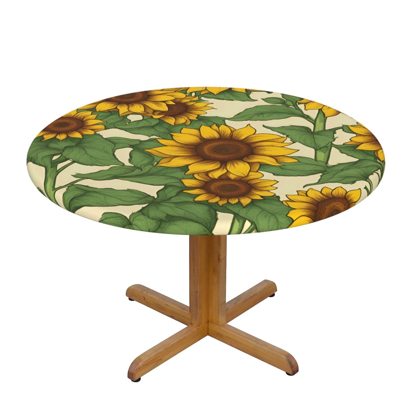 Sunflower Print Wipe Clean Oval Tablecloth Stain-Resistant Dining Table Accessories Table Protector For Home