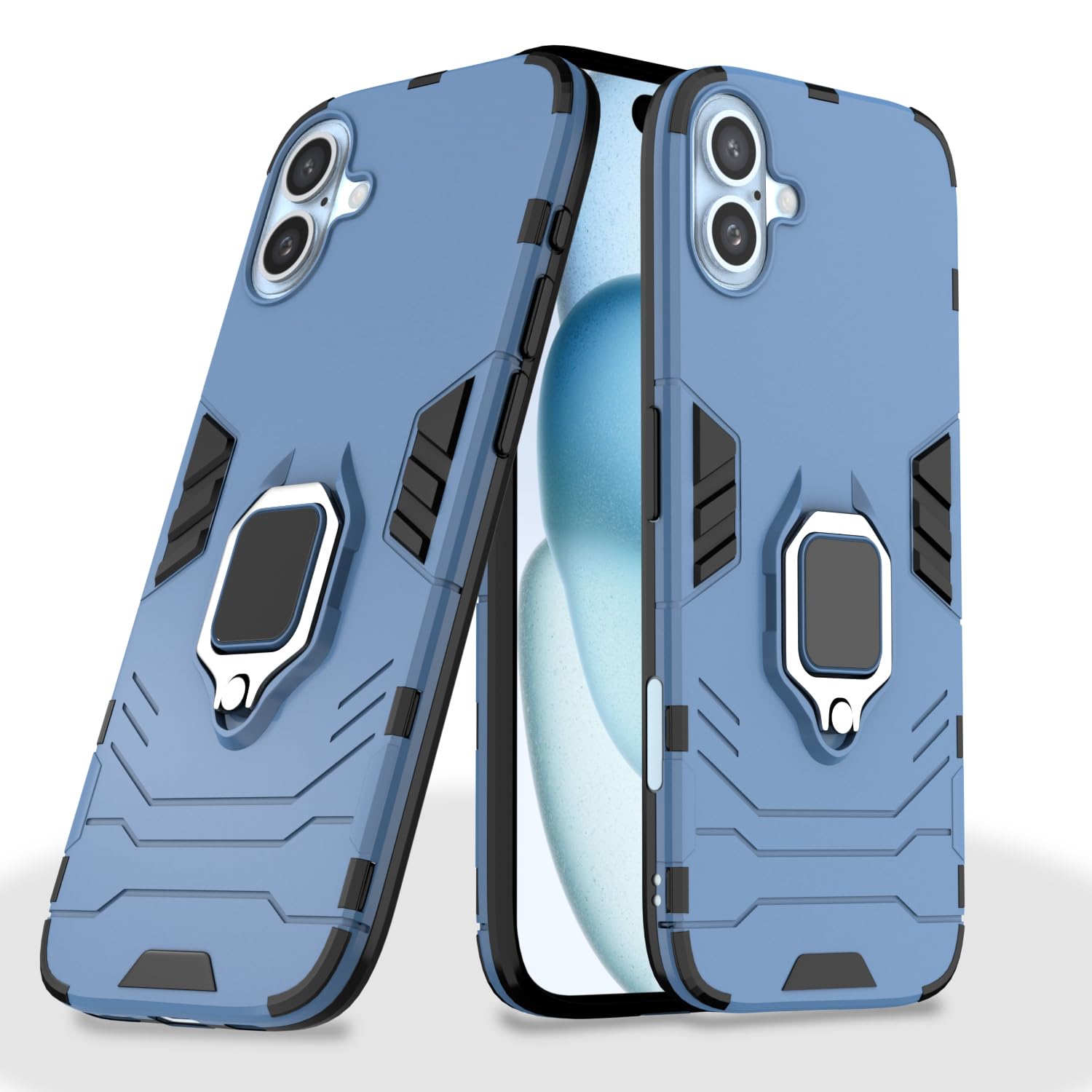 Pikkme D5 Tough Armor Back Cover | 360 Protection Case | Ring Holder Stand Bumper Case for iPhone 16 Plus (Blue) (B0D9WC81N8) Amazon Price History, Amazon Price Tracker