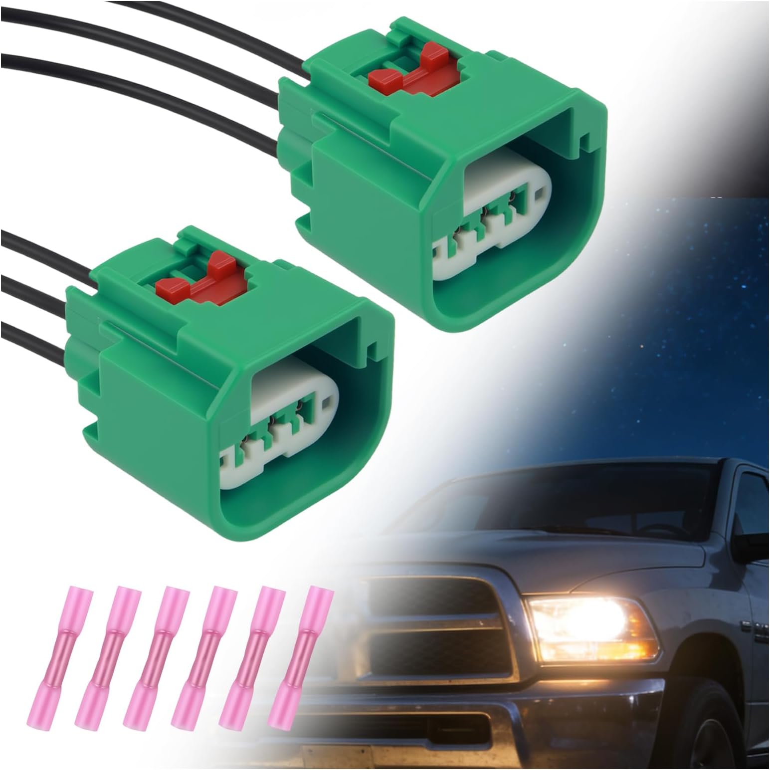 2PCS Headlight Connector Plug with Terminals,Headlight Wiring Harness Compatible with Ram Dodge Caliber Jeep Patriot,Car Accessories Headlights Harness Replacement OEM#68064997AA