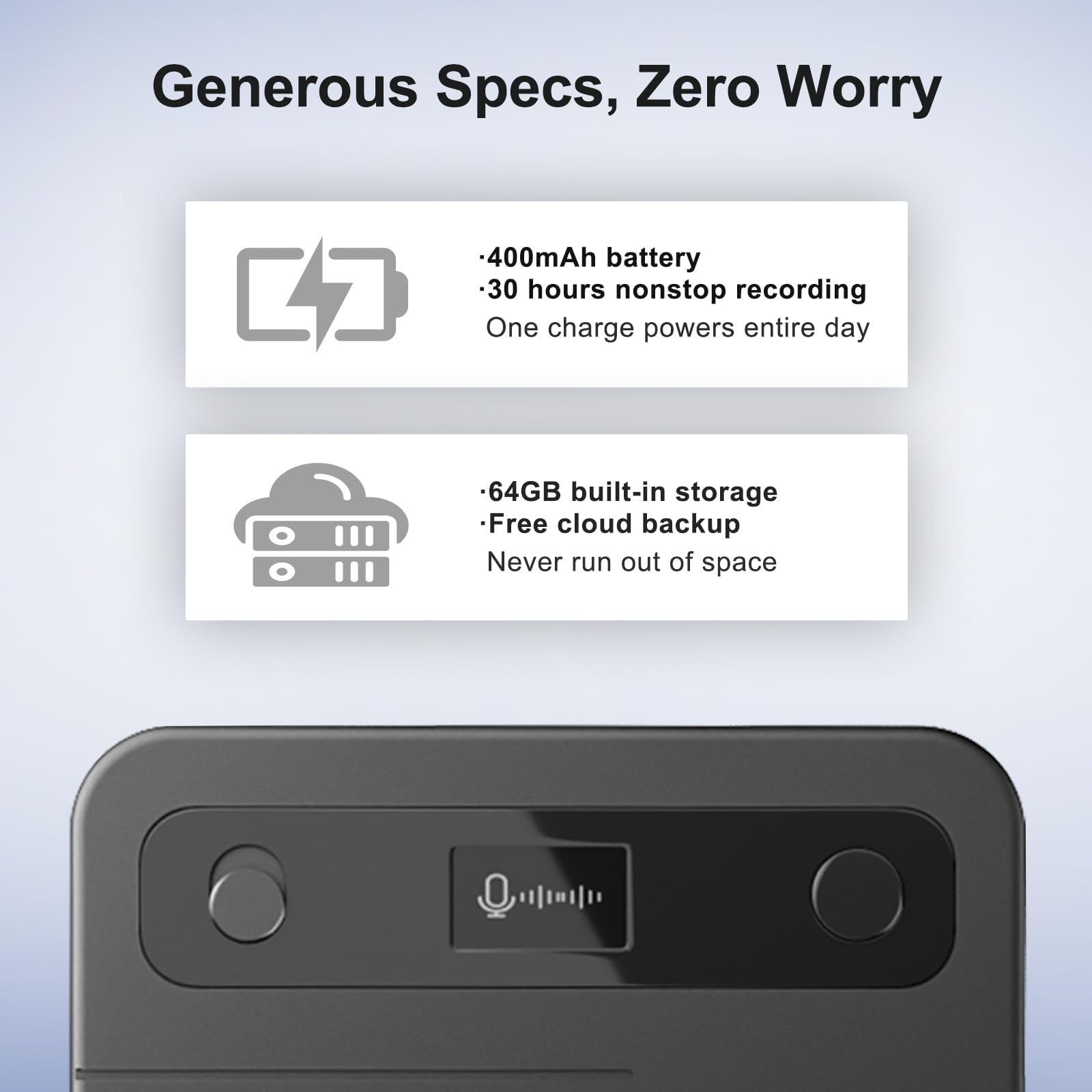 Note Pro - Grabadora de voz AI de 64 GB con transcripción, traduce en tiempo real 100 idiomas, minutos de reuniones de IA y mapas mentales, diseño magnético, batería de 400 mAh