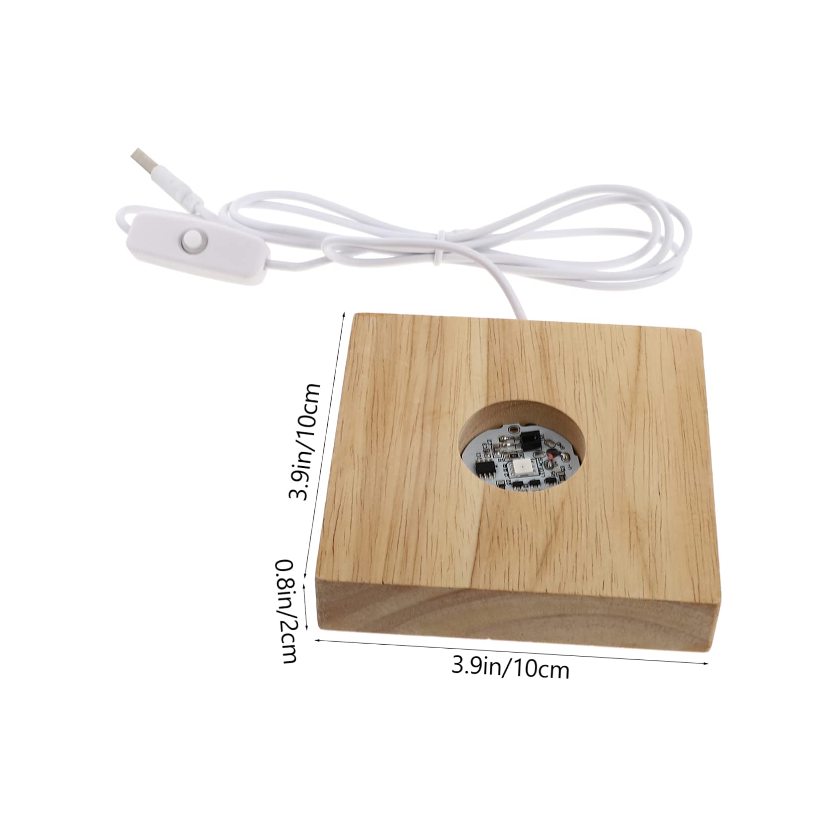 Mikikit 1Set LED Glowing Wood Base for Crystal Ball Display Decorative Lamp Stand with Lighting Effects USB Powered for Home Office Cafe and Restaurant Decoration