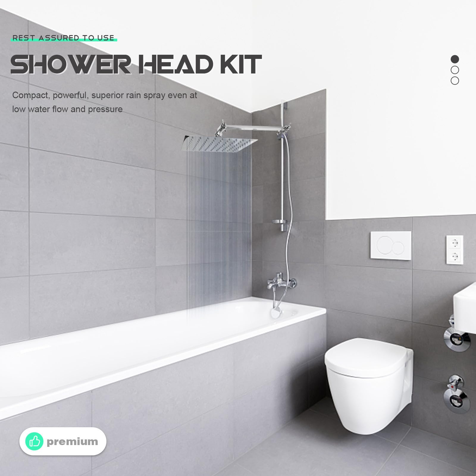 Juego de Cabezal de Ducha Cuadrado de Acero Inoxidable Filtro, Potente y Fácil de Instalar, Adecuado para Baño y Hotel, Conjunto de Ducha Empotrada de Alta Presión