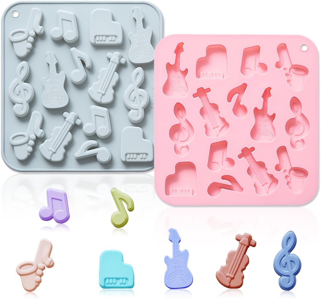 Amazon.com: 2 Pack Musical Instruments Silicone Molds, 14 Cavity 3D ...