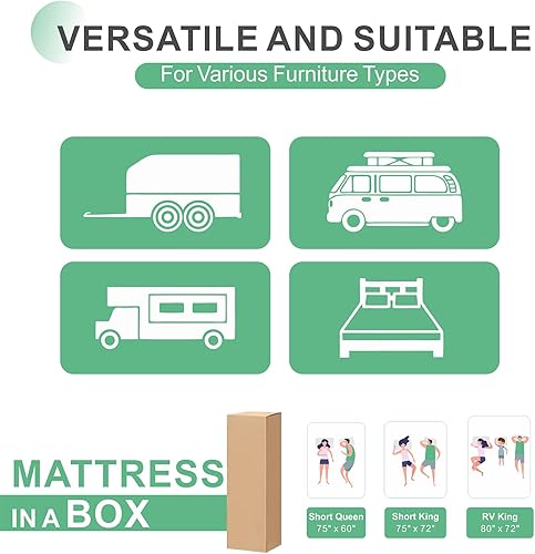 Miniatura 5 de Opoiar Colchón matrimonial de 10 pulgadas en una caja, sensación de firmeza media, colchón tamaño matrimonial en una caja, cama en una caja, alivio