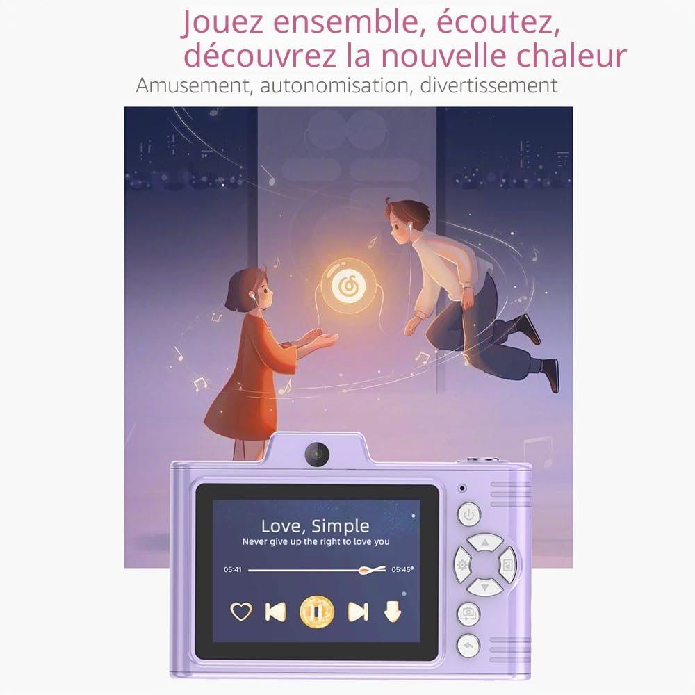 Andoer Appareil photo numérique compact rechargeable 1080P 48 MP avec zoom 8 x appareil photo numérique compact de 2,8 pouces pour débutants, enfants, adultes (bleu)