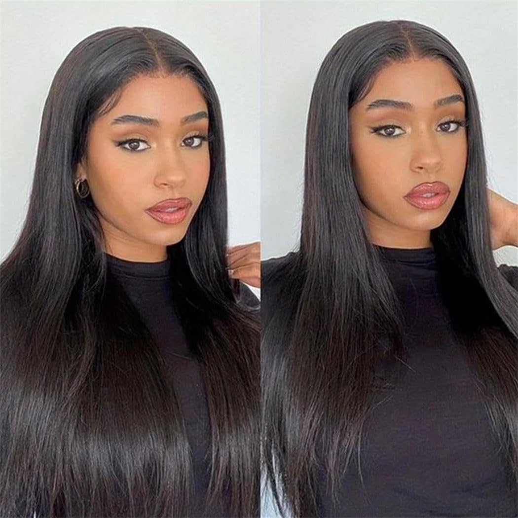 Parrucche anteriori in pizzo brasiliano dritto da donna, capelli umani Glueless trasparenti, densità 180%, for la festa di nozze(20in)