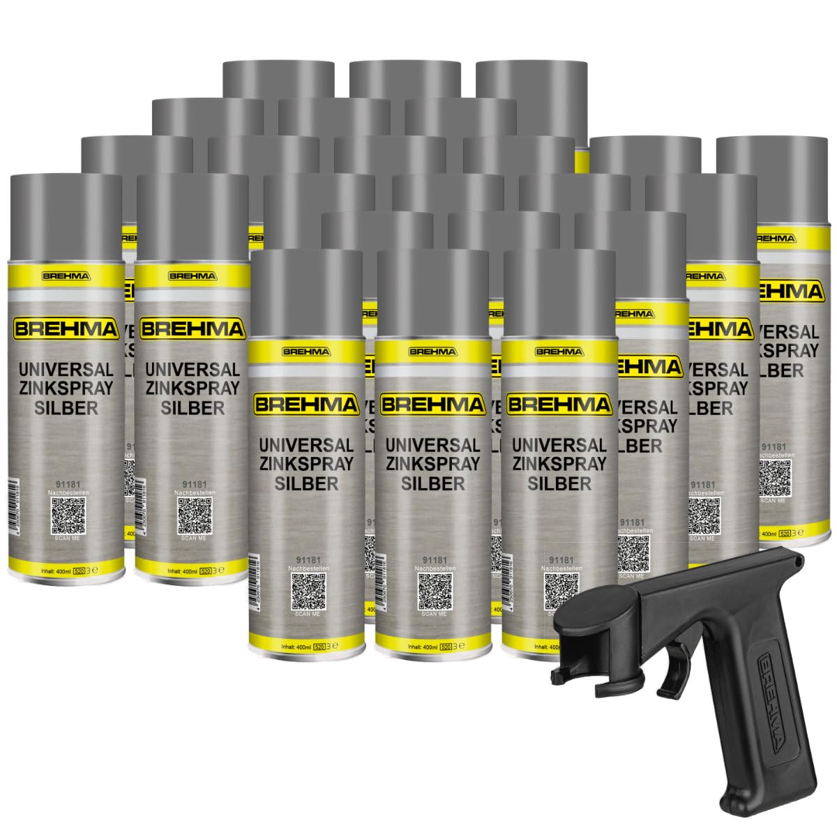24x Universal Zinkspray silber Grundierung Korrosionsschutz 400ml inkl. Griff