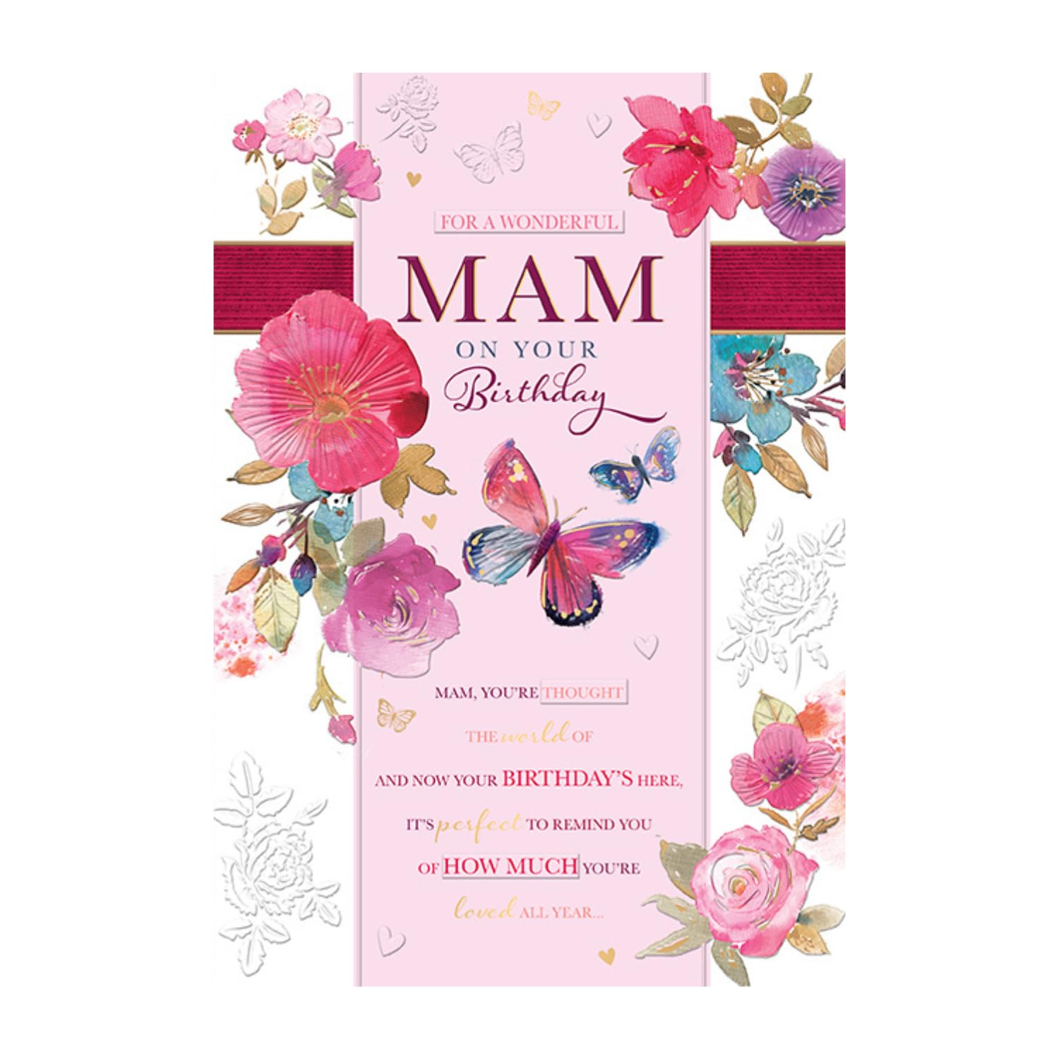 Words and Wishes Mam Birthday Greeting Card - 9 x 6.25 Inches