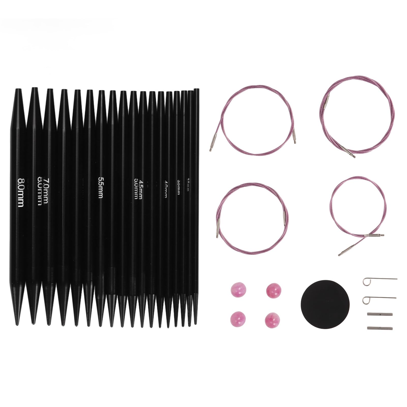 Juego de Agujas Circulares para Tejer, Juego de Agujas Circulares Ergonómicas Intercambiables de 3 a 8 Mm con Bolsa de Almacenamiento para Manualidades, Regalos para mamá, Abuela