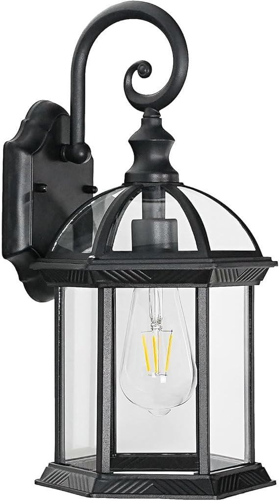 Outdoor Wall Lights for Proch Front Door Patio, Aluminum Outdoor Porch Lights Fixture Wall Mount, Black Waterproof Exterior House Lighting Fixtures, Outside Wall Lantern