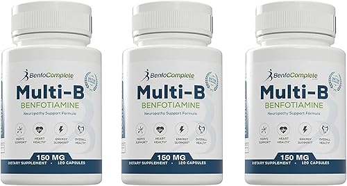 Benfotiamine Multi-B Fórmula de apoyo a la neuropatía para el apoyo nutricional de la neuropatía - 360 cápsulas - Paquete de 3 botellas