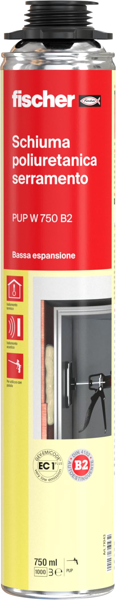 Fischer PUP W 750 Schiuma Poliuretanica Serramenti per Pistola 71043