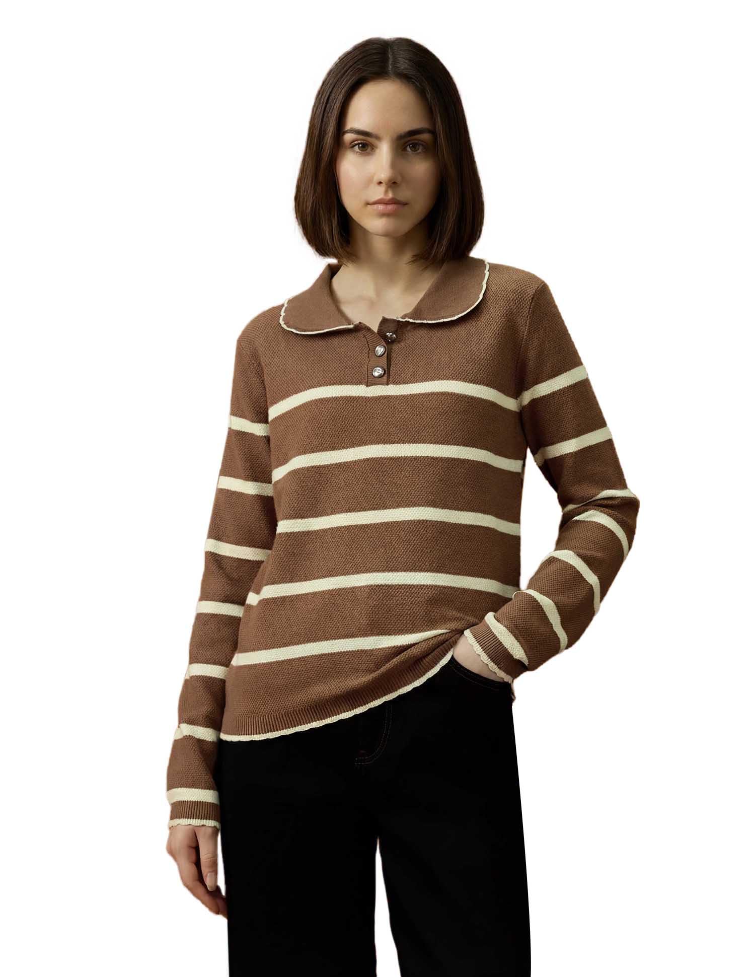 u.s. polo assn. women Horizontal Striped Ribbed Knit Sweater-picture-44