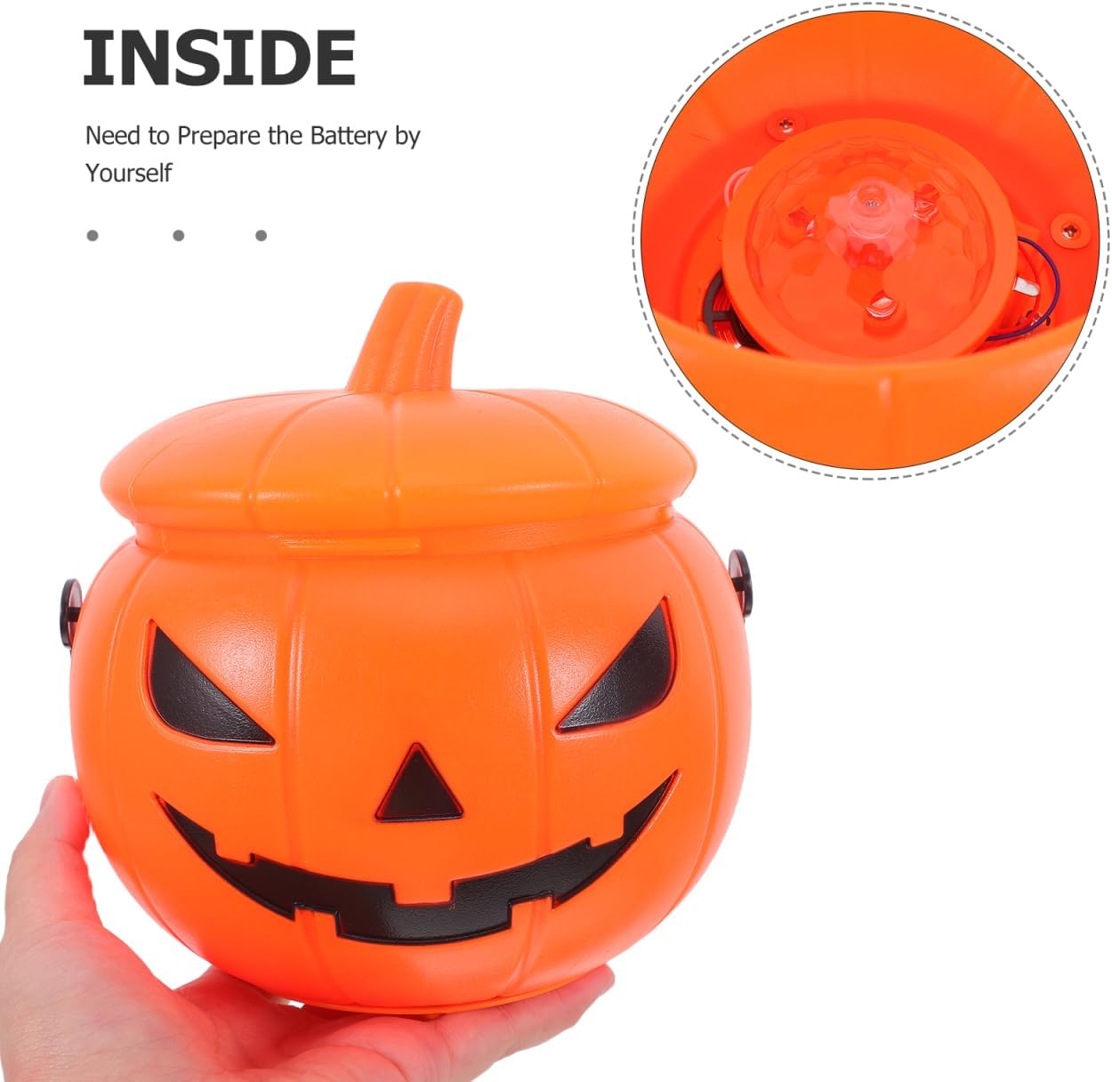 Unomor Light up Pumpkin Candy Bucket with Sound Plastic