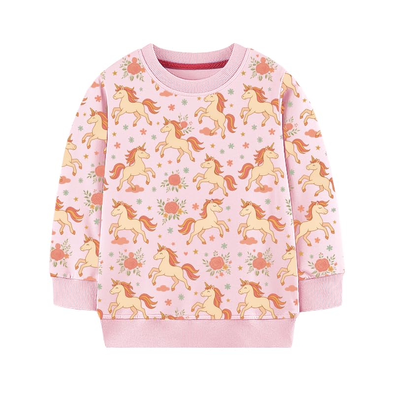 Image of Girls Cotton Crewneck Sweatshirt Size 2-10 Years Toddler Girls Kid Graphic Shirts