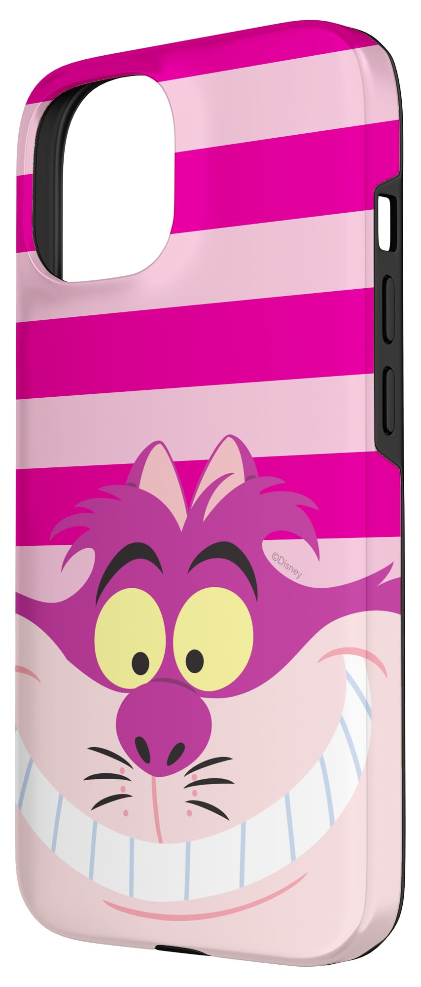 Custodia per iPhone 15 Disney Alice nel Paese delle Meraviglie Stregatto Rosa Strisce